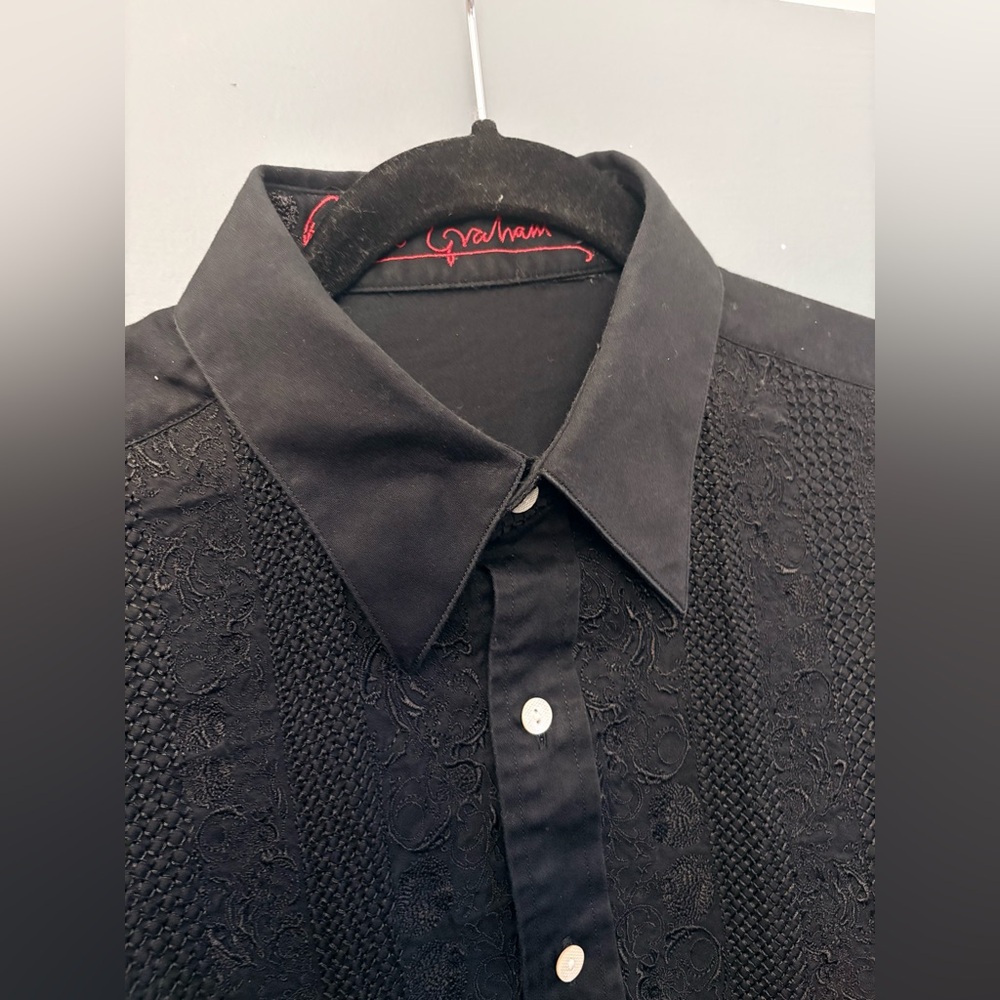 Robert Graham Black Embroidered Button Down Shirt Large - Picture 4 of 10
